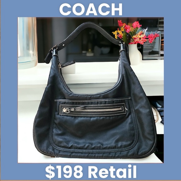 Coach Black Nylon Boho Bag with Leather Trim M32-4448 EUC Y2K - Picture 1 of 15